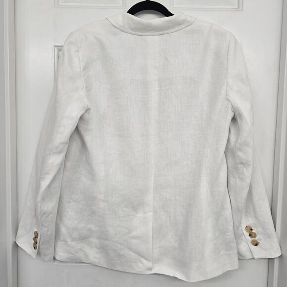 Talbots Women’s 100% Linen Blazer White Size 8P Single Button Lined NWOT - Picture 3 of 8